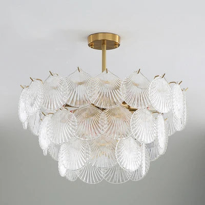 DecorBites™ LED Frost Glass Shell Chandelier for Home Decor and Lighting
