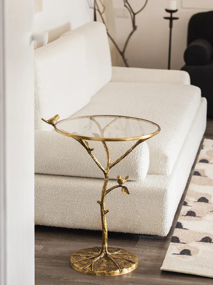 DecorBites™ Brass Bird Side Table | Creative Tea Table | Balcony & Living Room Decor