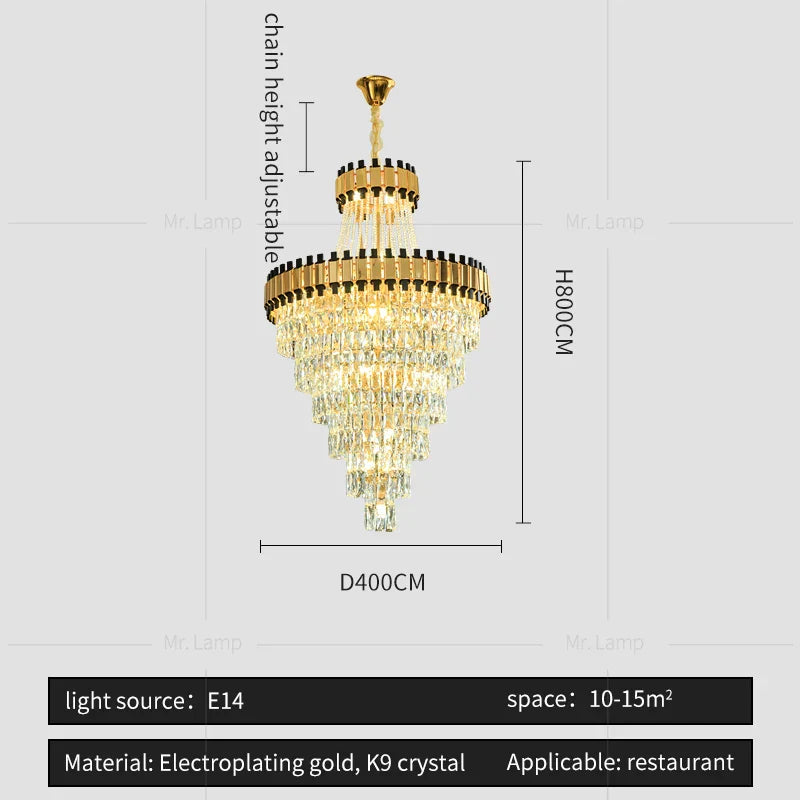 DecorBites™ Crystal Chandelier: Modern Luxury for Duplex Villa, Hotel, Club, and Banquet Hall