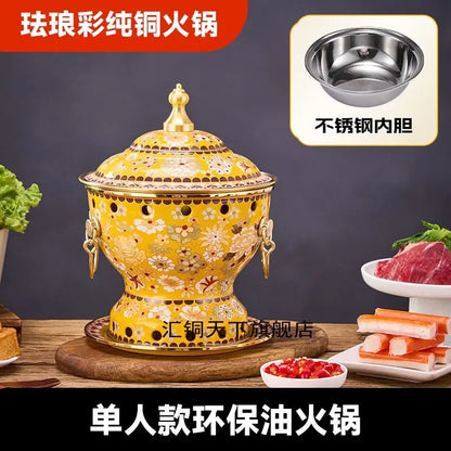 DecorBites™ Enamel Copper Hot Pot for Eco-Friendly Cooking