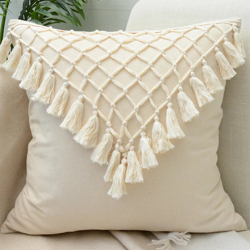 DecorBites™ Boho White Lace Floral Sofa Cushion Cover Wedding Decor Throw Pillows