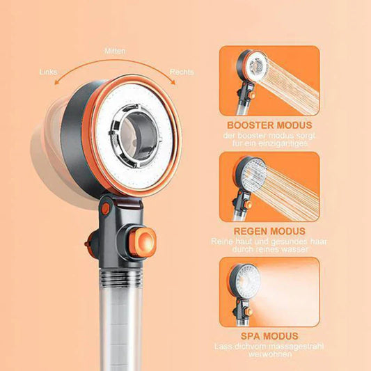 DecorBites™ Dual Switch Shower Head, High Pressure, Beauty Transparent Handle, Stop Button