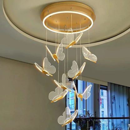 DecorBites™ LED Chandelier: Modern Butterfly Design, Acrylic, Exhibition Hall, Staircase, Bedroom Night Lamp Lighting Fixtures