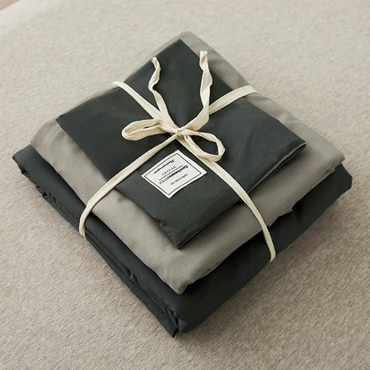 DecorBites™ Japanese Grid Printed Cotton Bedding Set in Queen/King for Cozy Sleep