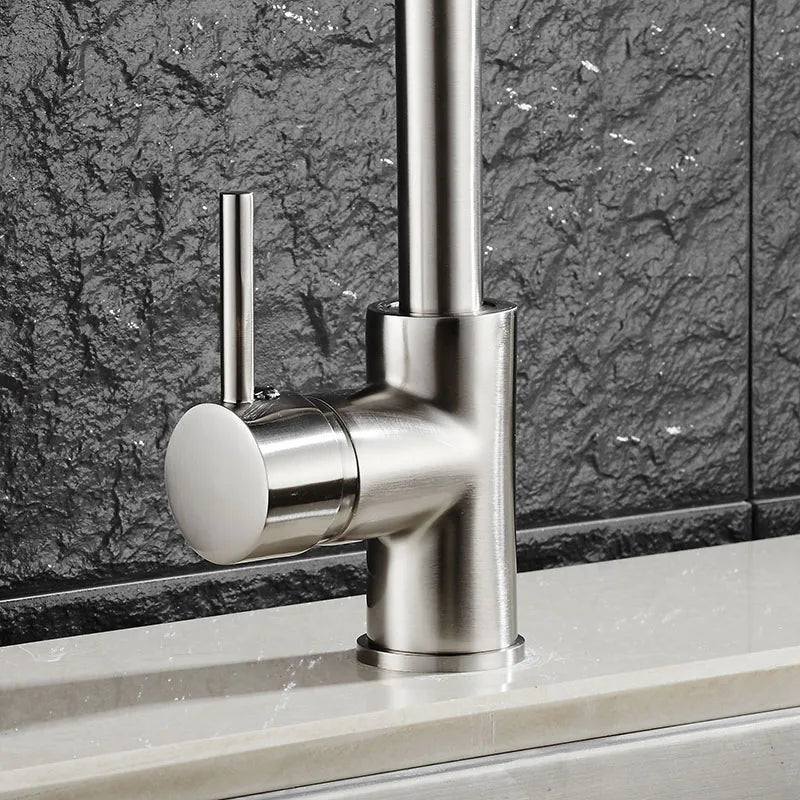 DecorBites™ Brass Kitchen Faucet 360 Rotate Swivel Sink Mixer - Black, Single Hole