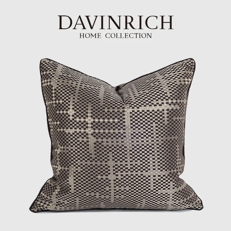 DecorBites™ Brown Geometric Random Braided Square Pillow Cover - Wabi Sabi Style Collection