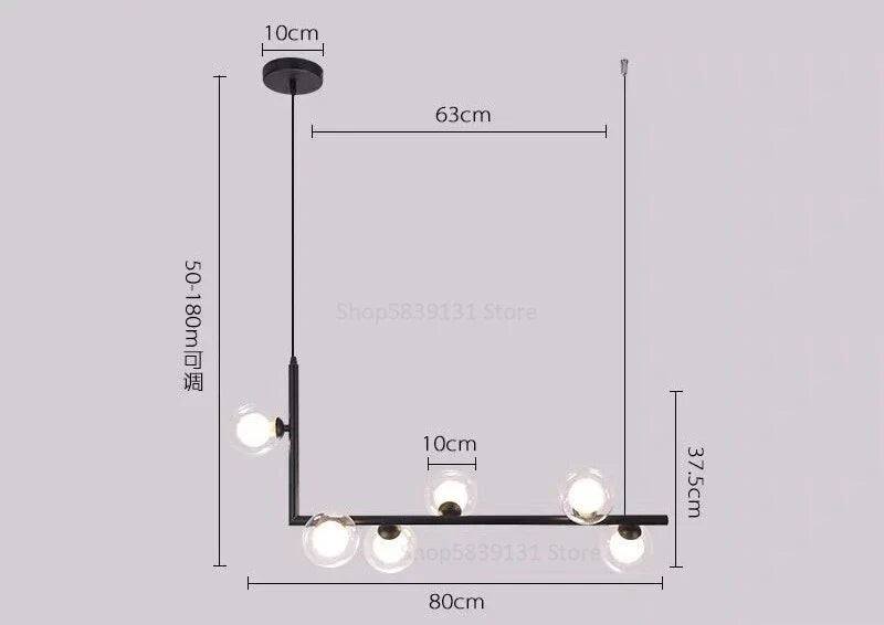 Lámpara de araña LED con bola de cristal DecorBites™: Lámpara colgante larga y moderna para salón y tienda