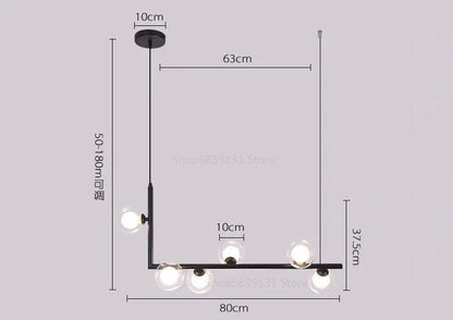 Lámpara de araña LED con bola de cristal DecorBites™: Lámpara colgante larga y moderna para salón y tienda