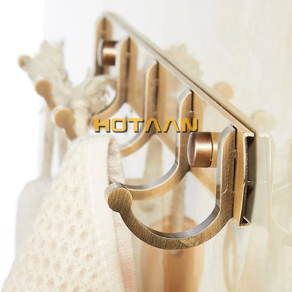 خطاف رداء أسود عتيق من DecorBites™، أدوات حمام بلمسة نهائية من النحاس، خطاف حائط، خطاف ملابس.