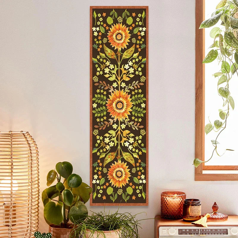 Decobites Sunflower Boho Tapestry Wall Hanging - Floral Psychedelic Home Decor Art Print