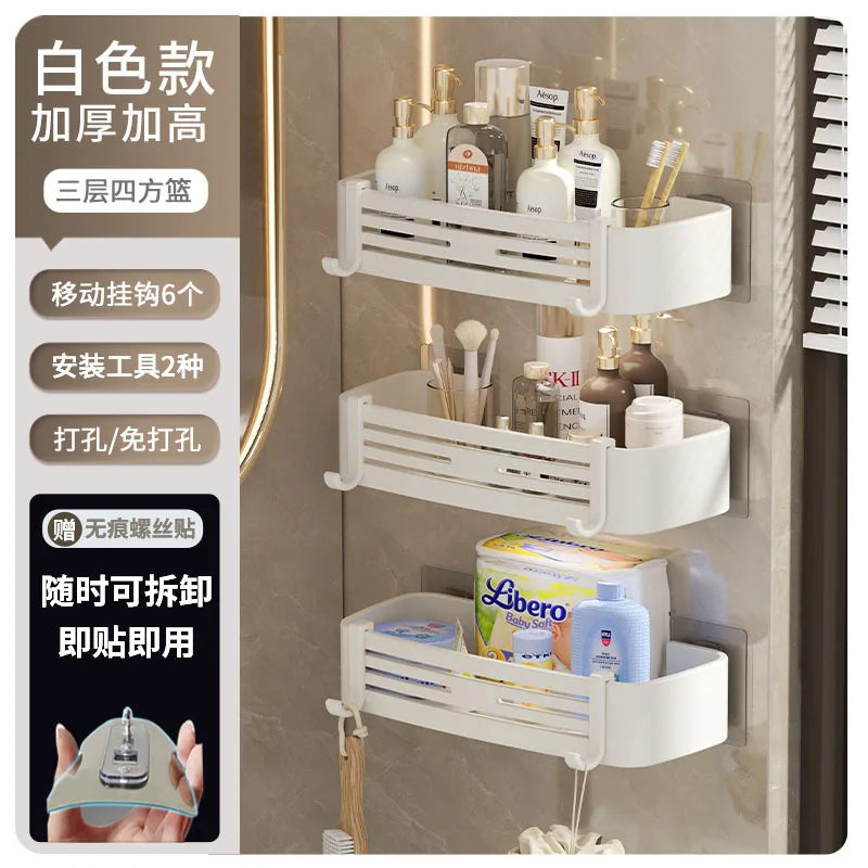Organizador de estantes de esquina DecorBites™: Estante de almacenamiento de pared para baño y cocina