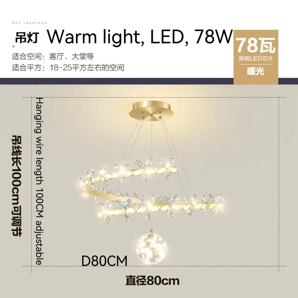 DecorBites™ Crystal Flower Gold Ceiling Chandelier: Modern Luxury Nordic Living Room Light