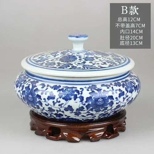 علبة شاي خزفية على شكل زهرة زرقاء من DecorBites™ - ديكور لغرفة المعيشة أو زينة منزلية