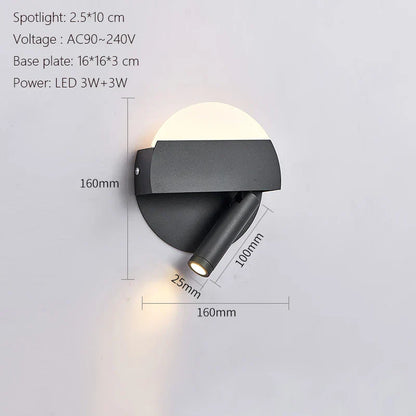 DecorBites™ LED Wall Lamp USB Charging Bedroom Hotel Bedside Reading Sconce Switch