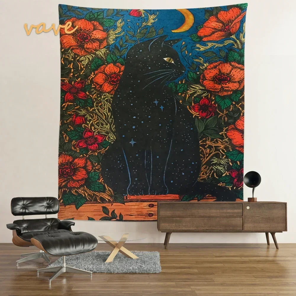 Decobites Moon Garden Psychedelic Flower Tapestry - Bedroom Background Hanging Cloth