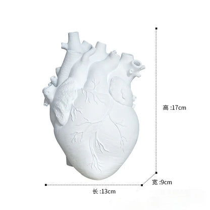 DecorBites™ Heart Shape Resin Flower Vase Desktop Ornament Bouquet Holder Home Decor