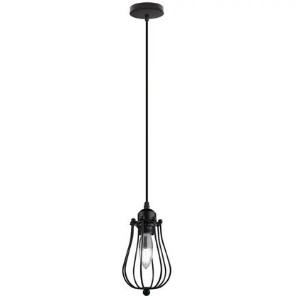 Vintage Black Metal Wire Cage Pendant Light
