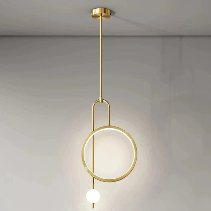 DecorBites™ Gold Black Ring Glass Ball LED Pendant Chandelier