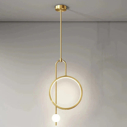 DecorBites™ Gold Black Ring Glass Ball LED Pendant Chandelier