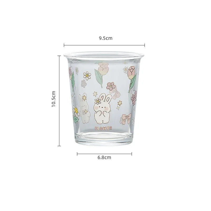 DecorBites™ Cute Four-color Bear Rabbit Glass Tea Coffee Cup