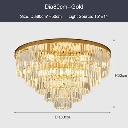DecorBites™ Crystal Ceiling Chandelier: Modern Black Gold LED Pendant Lamp for Luxury Living Room