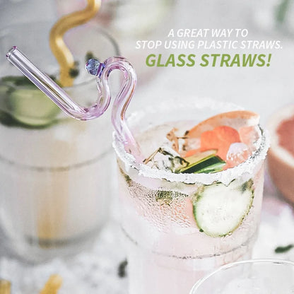 DecorBites™ Glass Straws: Reusable Heat-Resistant Long Drinking Straws, Wholesale for Milk Tea