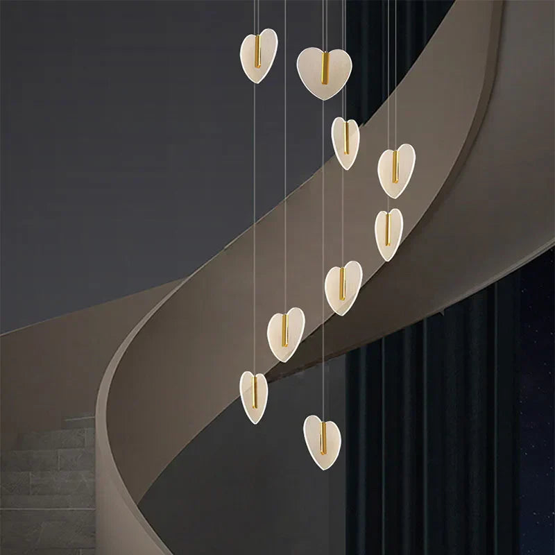 DecorBites™ Love Chandelier: Luxury Crystal Gold Lighting for Staircase & Living Room