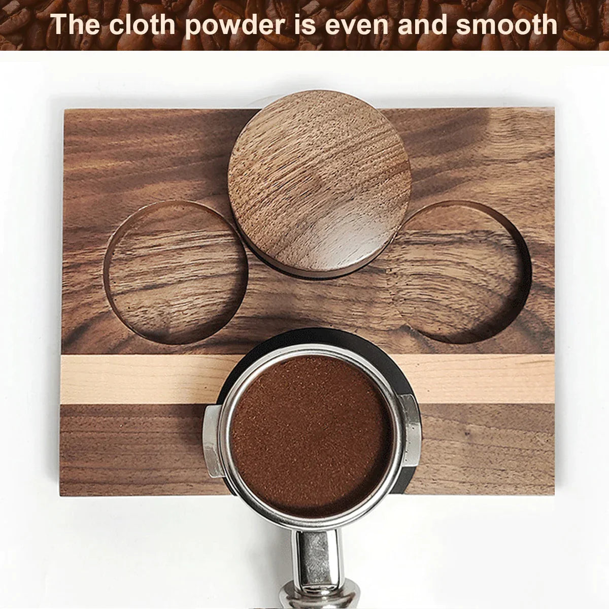 DecorBites™ Espresso Distribution Tool & Tamper - Adjustable Depth, Wooden, 51/53/58mm Sizes