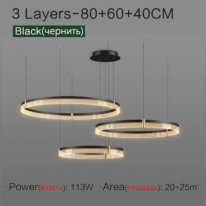 DecorBites™ Circle Chandelier Acrylic Shade, High-End Designer Hanging Lighting for Home and Restaurant