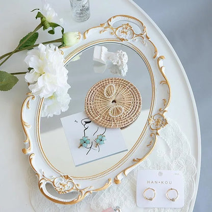 Decorbites™ Spitzenrelief-Glasplatte: Vintage-Spiegel-Schmuck-Organizer & Dekorativer Kosmetik-Speicher