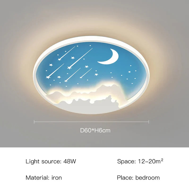 DecorBites™ Children's Room Starry Chandelier Ring Lamp in Blue White Gold