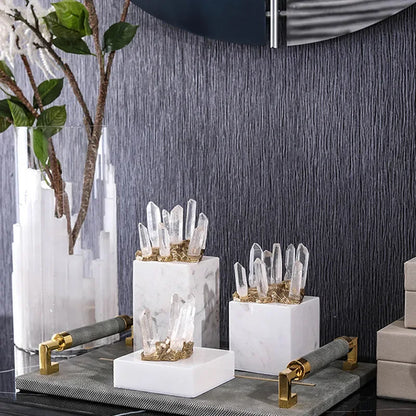 DecorBites™ Crystal Stone Marble Ornament | Clear Natural Decorative Figurines for Home Decor