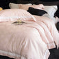 Decobites Butterfly Jacquard Bedding Set - 4Pcs Brushed Lyocell Cotton Duvet Cover & Sheet