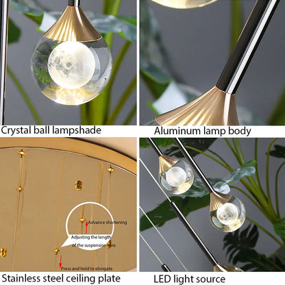 DecorBites™ Gold Crystal Raindrop Chandelier for Staircase Foyer