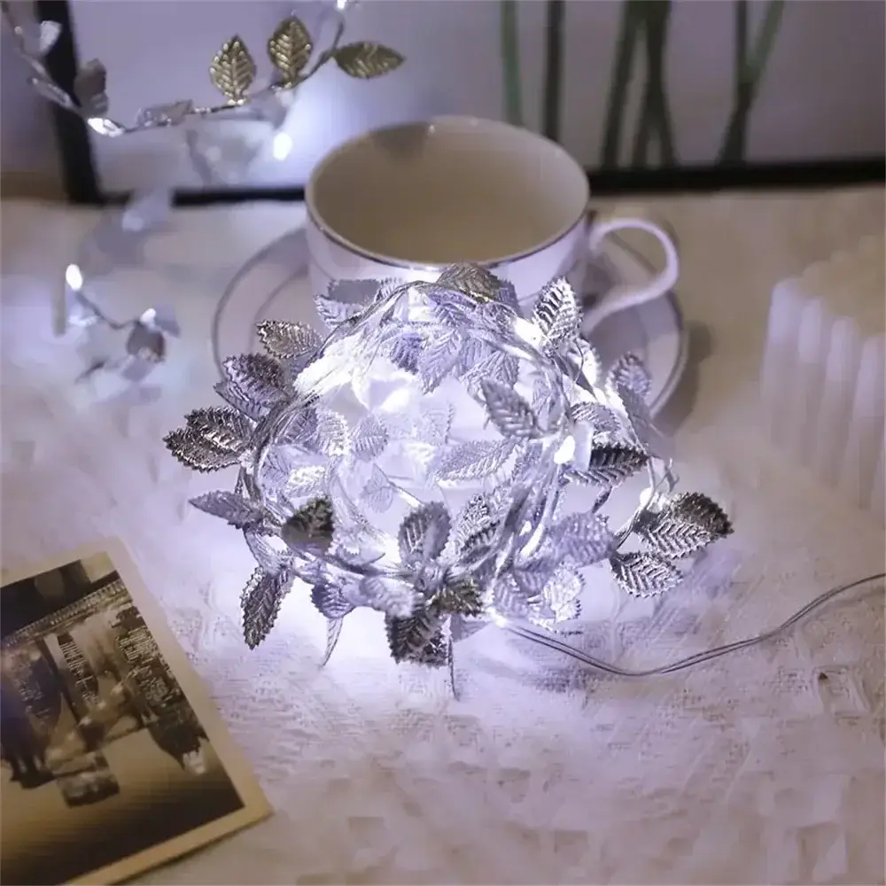 Decorbites™ Luces de Hadas de Hojas de Plata Dorada para Eventos