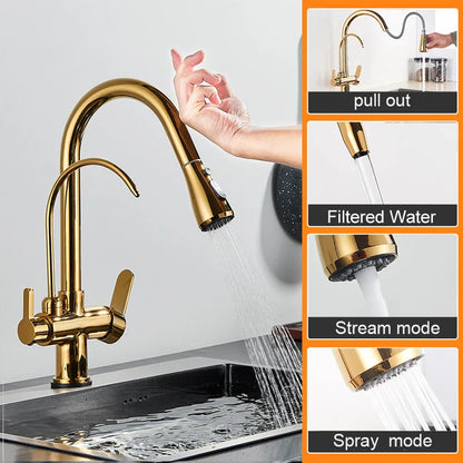 DecorBites™ Dual Handle Kitchen Faucet with Black Touch Sensor and Three Modes