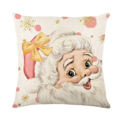 DecorBites™ Christmas Letter Print Linen Throw Pillow Cover for Holiday Home Decoration