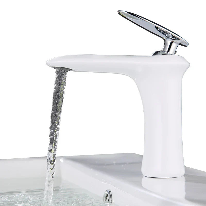 DecorBites™ Black & White Brass Bathroom Faucet with Single Lever Control