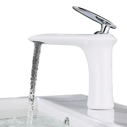 DecorBites™ Black & White Brass Bathroom Faucet with Single Lever Control