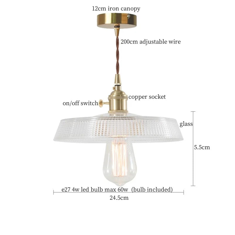 DecorBites™ Clear Glass LED Copper Pendant Lighting for Minimalist Decor