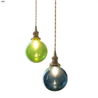DecorBites™ Bubble Glass Ball LED Pendant Lamp with Copper Knob Switch - Nordic Modern Home Decor