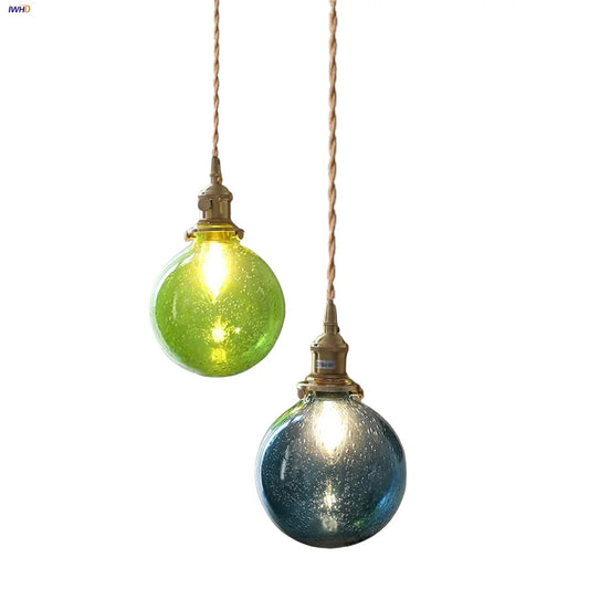 DecorBites™ Bubble Glass Ball LED Pendant Lamp with Copper Knob Switch - Nordic Modern Home Decor