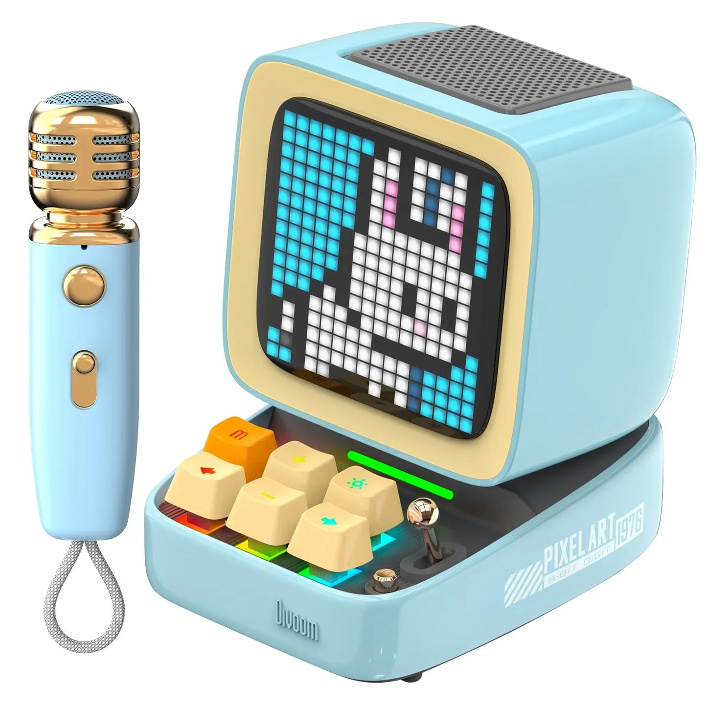 DecorBites™ Ditoo-Mic Bluetooth Speaker with Karaoke Microphone, Pixel Art Display, Sound Modes