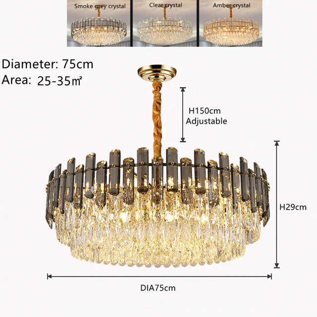 Gold Crystal Ceiling Chandelier Amber DIA95cm