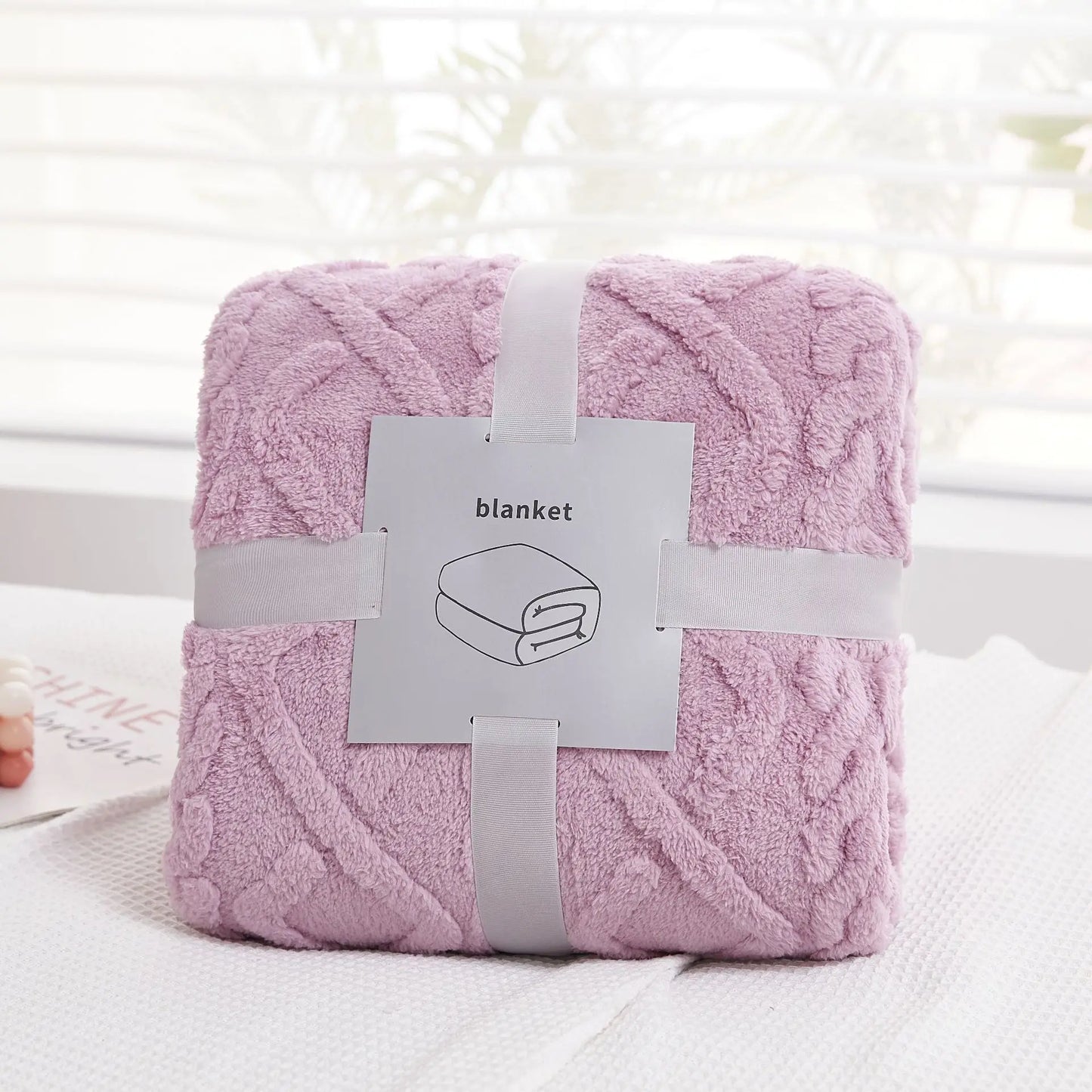 Manta de felpa jacquard acogedora DecorBites™: suave manta de invierno para el sofá, chal para la siesta en la oficina o de viaje.