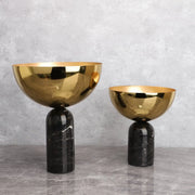 Gold Metal Fruit Bowl With Marble Base Large