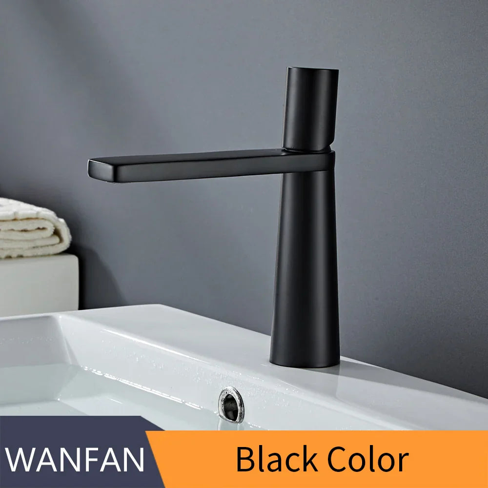 DecorBites™ Brass Bathroom Faucet Mixer Tap, Black/Gold Finish, Single Handle Hot/Cold Lavatory
