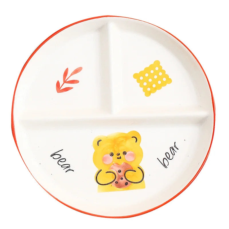 DecorBites™ Kids Cartoon Grid Plate - Fun & Functional Divider Dish for Breakfast & Snacks