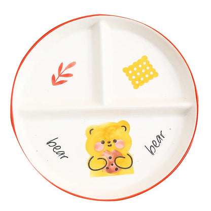 DecorBites™ Kids Cartoon Grid Plate - Fun & Functional Divider Dish for Breakfast & Snacks