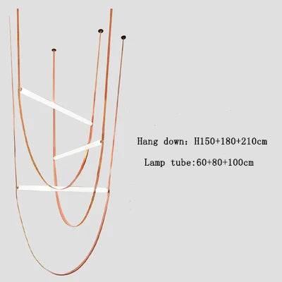 DecorBites™ Leather Belt Chandelier: Modern Glass Tube Designer Lighting for Home, Restaurant & Villa